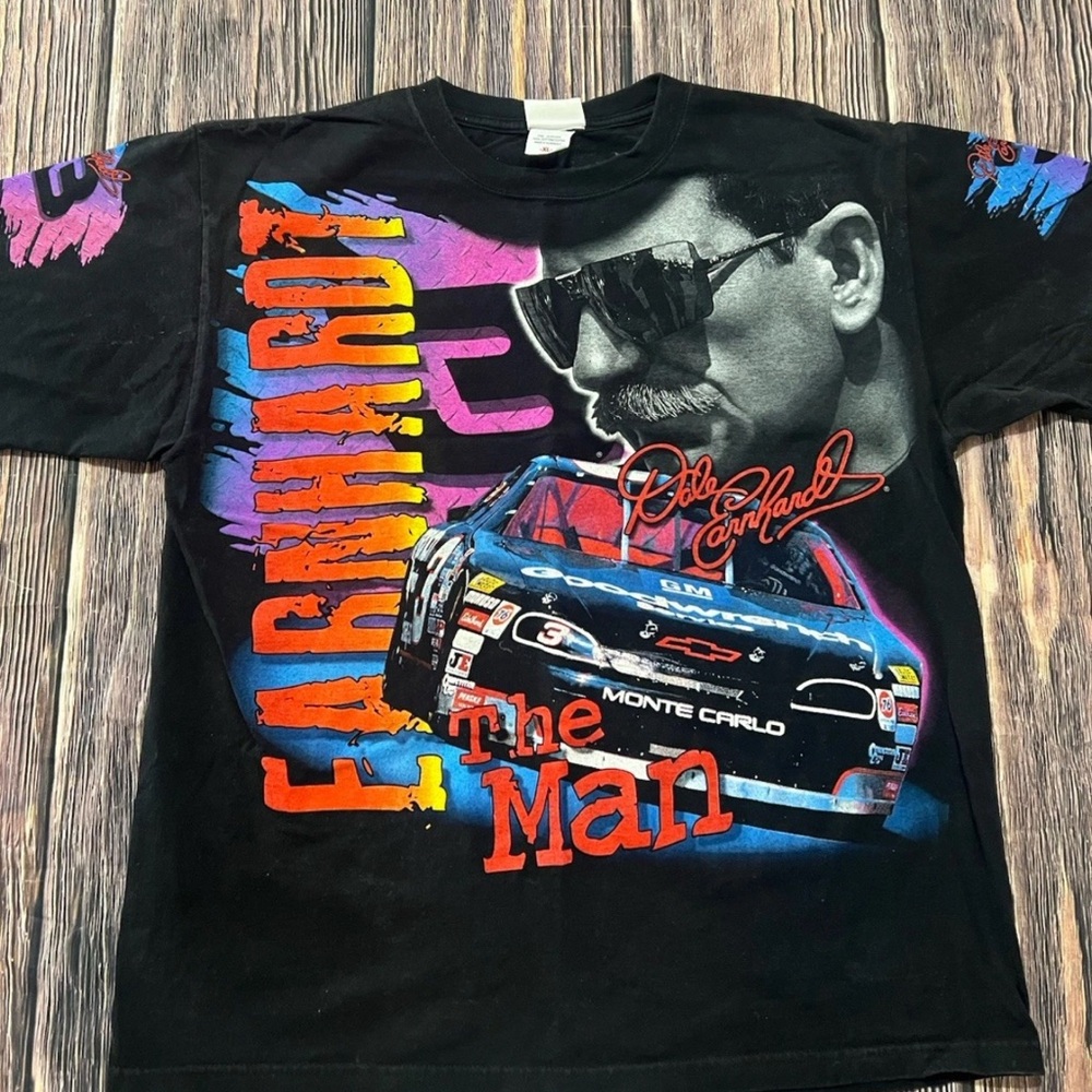 Vintage 1997 Dale Earnhardt T-shirt XL The Man Born To Run All Over Print 90 AOP